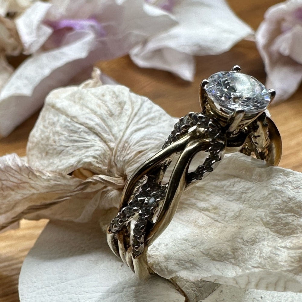Silver and gold plated cubic zirconia ring